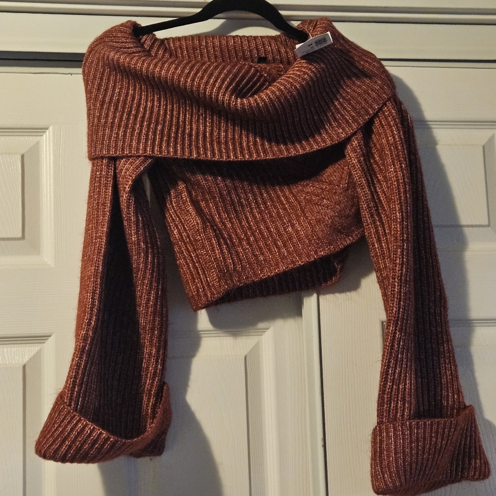 NWT Off the shoulder, bell sleeve thick sweater